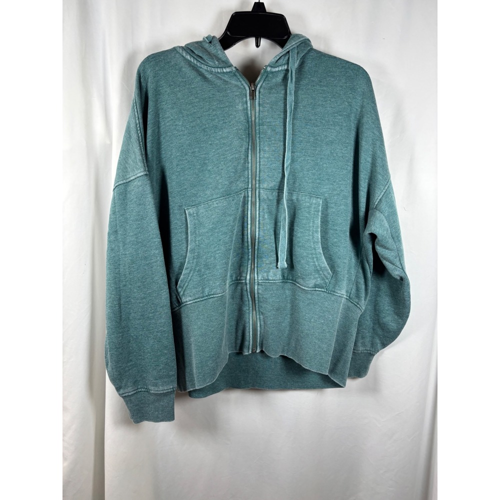 Mono B Teal Green Burnout Mineral Wash Full Zip Hoodie KJ11571 Large NWT